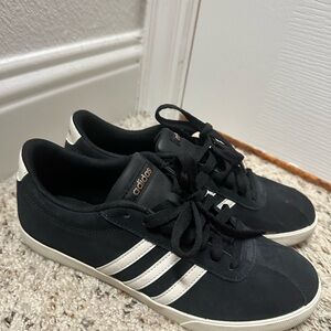 Adidas Women’s Black Sneakers with White Stripes